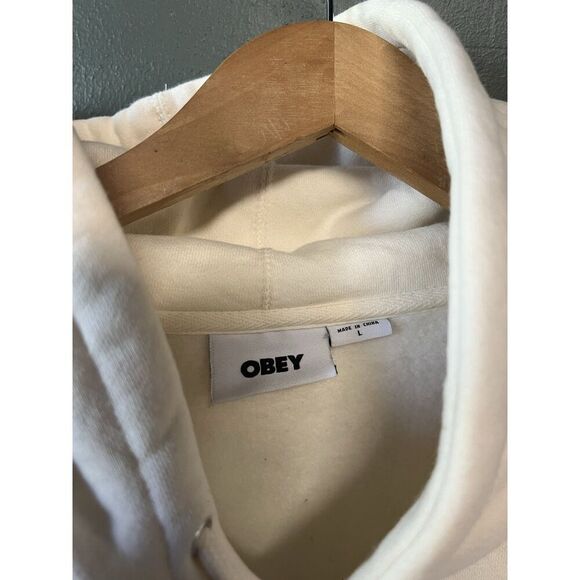 Obey Mens White Pullover Hooded Sweatshirt Teddybear Graphic Size Large - Picture 3 of 3